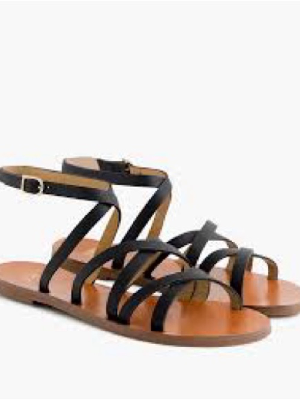 Cross-strap flat sandals in leather by J. Crew EUC - Picture 2 of 11
